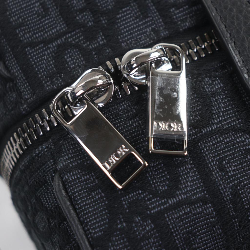 Excellent DIOR Clutch bag Oblique Rango Pouch black canvas mens 2ADCA474YKY Used