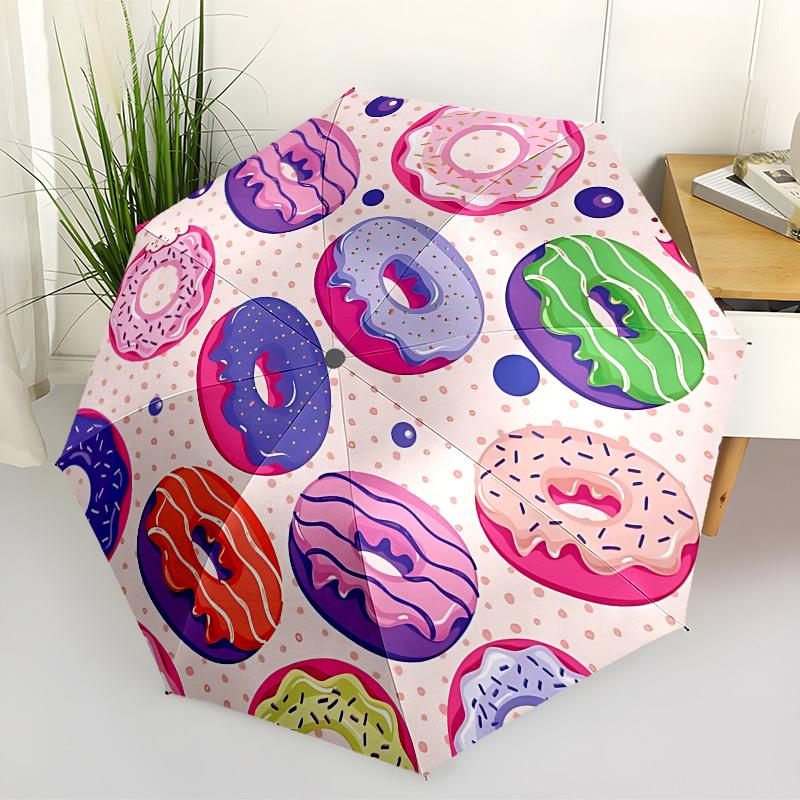 1pc Donut Pattern Automatic Open/Close Umbrella, Formal Events - Ideal Gift for Family or Friends, Outdoor Accessory yy251211162
