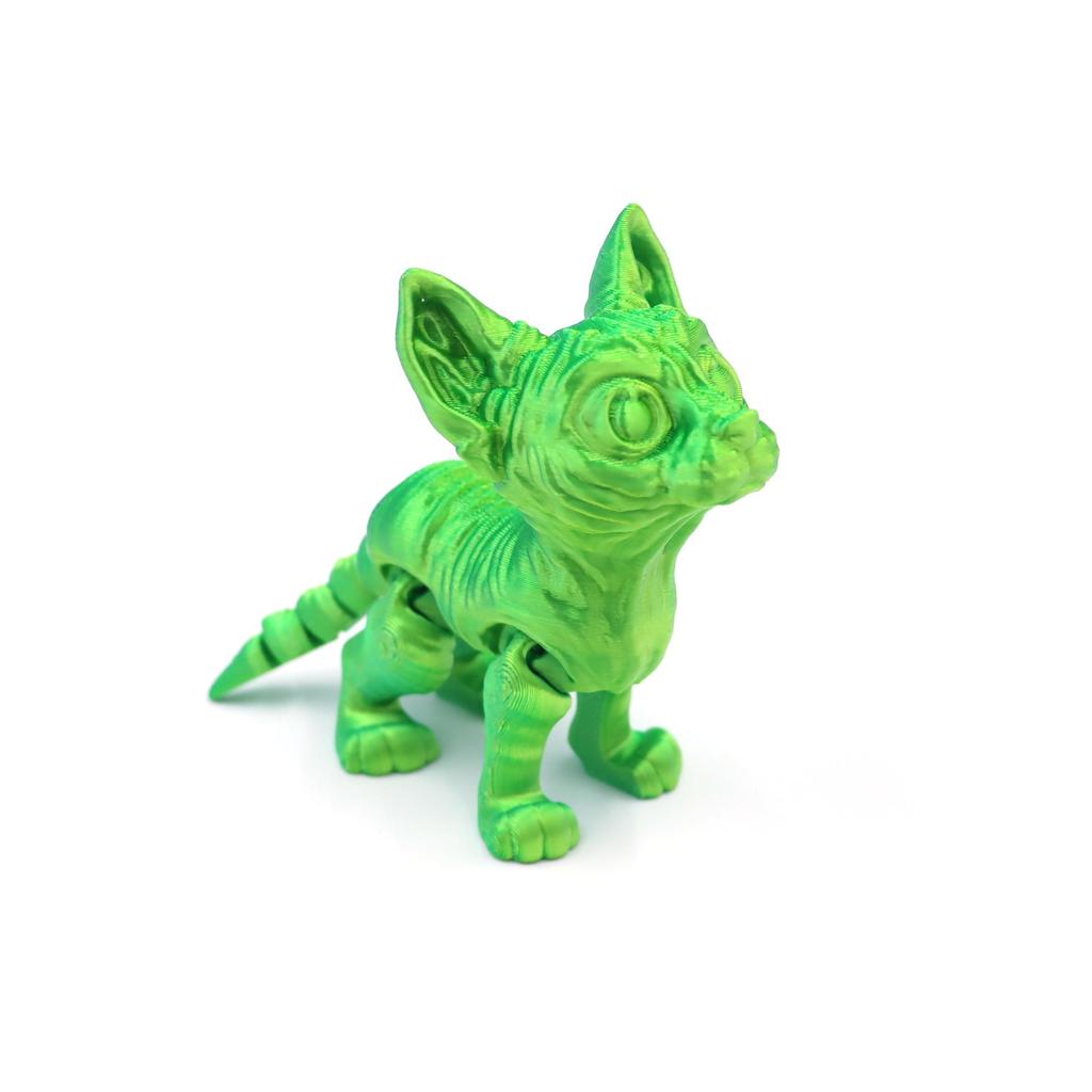 3D Printed Hairless Cat Model: Movable Joint Kitten Toy Ornament