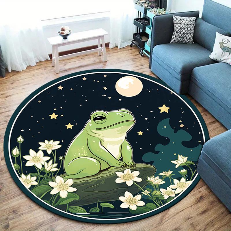 Frog and Dragon Round Area Rug,Carpet Rug for Living Room Bedroom Sofa Playroom Decor,Non-slip Floor Mat 80cmx80cm