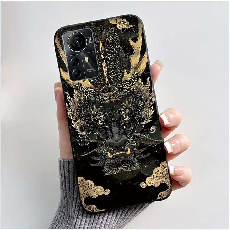 Casing For ZTE Blade A72s A7050/V41 Smart Case Luxury Dragon Cute Cool Boys Girls Black Matte Soft TPU Silicone Shell Back Cover