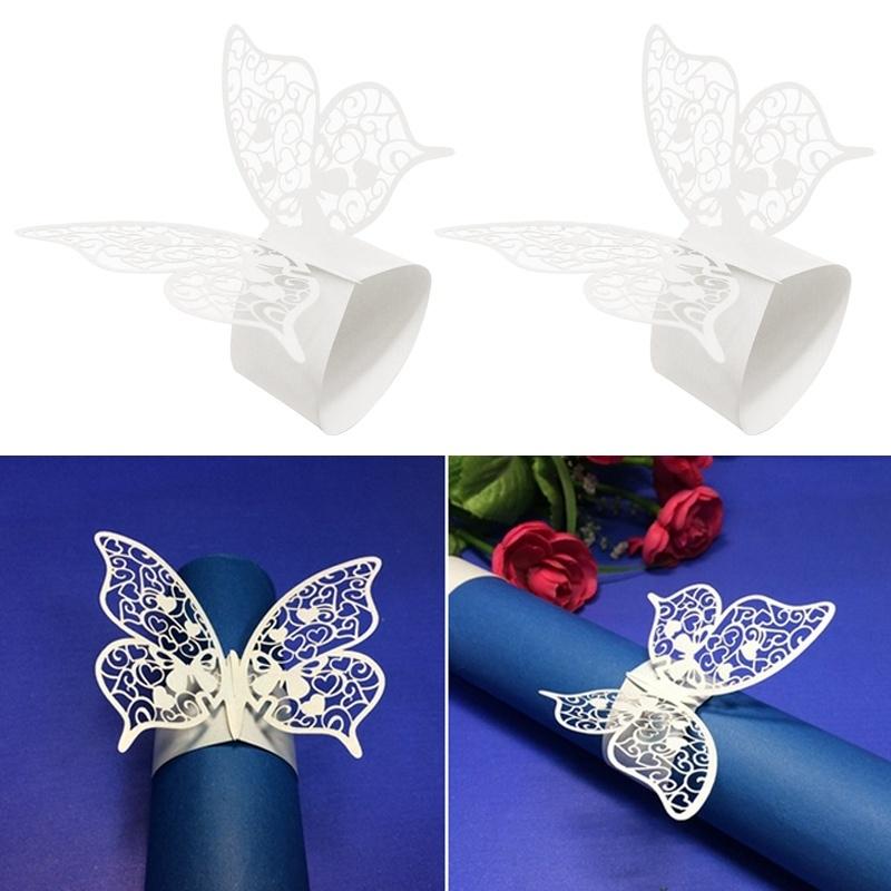 Pack of 12 Butterfly Paper Napkin Rings For Wedding Party Decoration