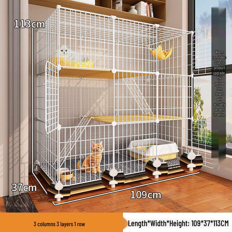 Indoor Cat Villa: Spacious Cage with Integrated Toilet and Bed