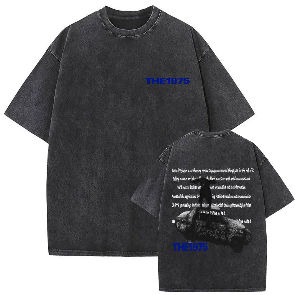 Gewaschenes Vintage The about You Grafik-T-Shirt Lustig sein in einer Fremdsprache T-Shirts Herren Retro Alternative Rock T-Shirts