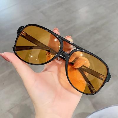 Occhiali da Sole da Pilota Aviazione Vintage Retrò Classici Donna Uomo Montatura Grande Larga Sovradimensionata Lusso Designer Occhiali da Sole Anni '70