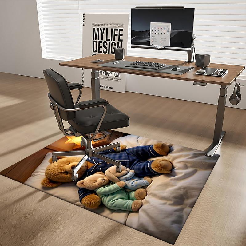 1pc Anime Teddy Bear Print Chair Mat - Anti-Slip Office Rug for Home Decor, Suitable for All Seasons and Perfect as a Gift.C013