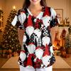 Women's Casual 3/4 Sleeve Neck Top with Christmas Print
