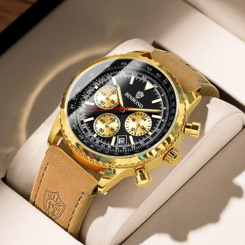Binbang BINBOND Men's Multifunctional Thin Business Wind Silicone Belt Waterproof Luminous Calendar Watch
