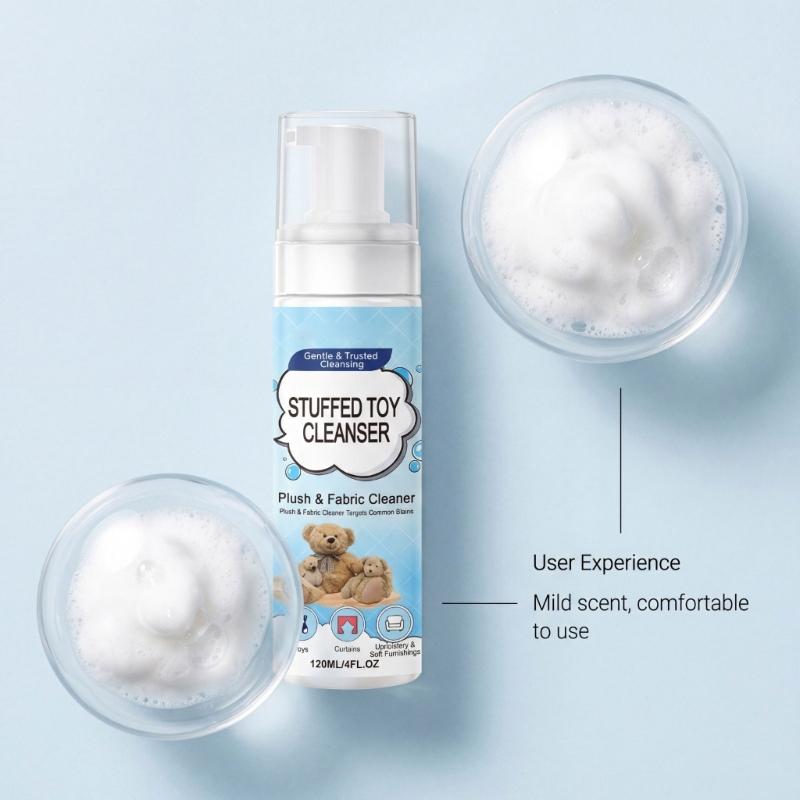 Fabric Cleaner for Plush Toy Care 120Ml, for Daily Home Spog Cleaning, Foam Sprays Cleanser for Stuffed Animals Toy Maintenance