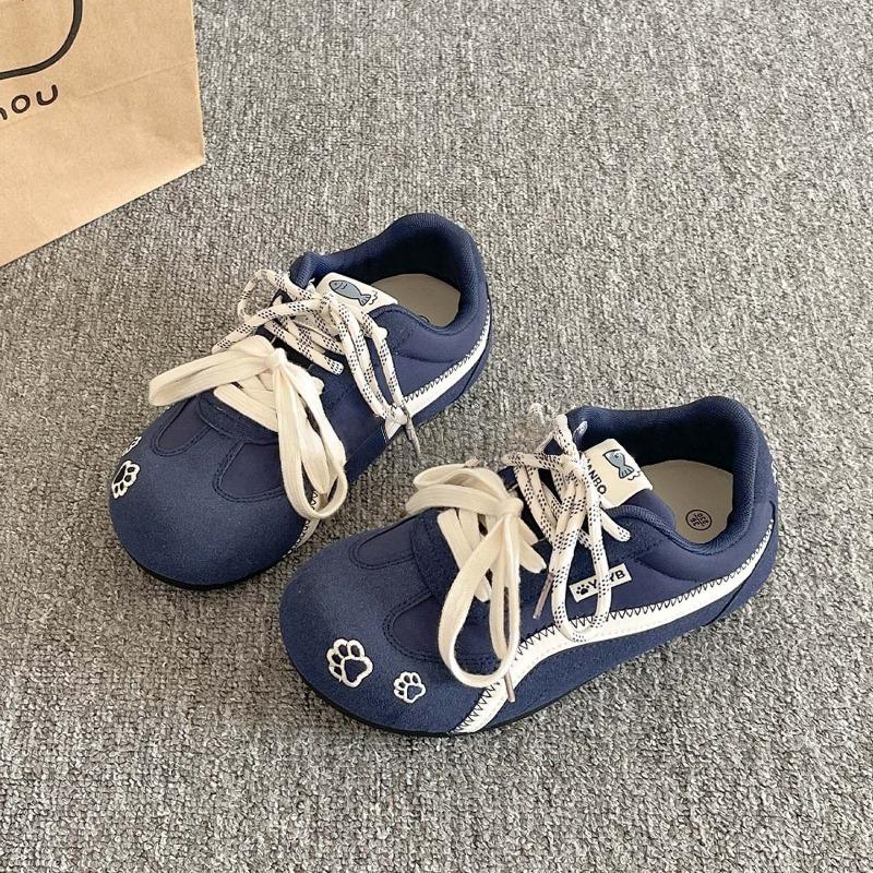 

Ретро детские осенние новые универсальные повседневные спортивные туфли на плоской подошве, легкие кеды 40 синий