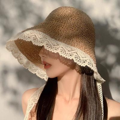 Large Brim Straw Hat Foldable Straw Sun Visors High Quality Sunscreen Hat  Women Girls