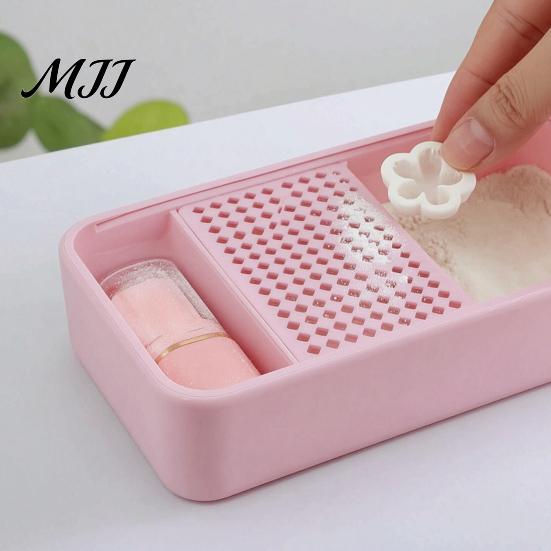 Polymer Clay Cutter Anti-stick Tool Cornstarch Tapper Box for Clay, Powder Container with PLA Removable Filter & Brush,