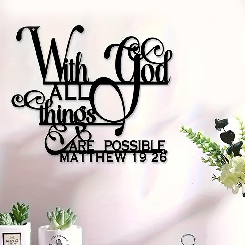 God Bless All Is Possible Sign Metal Wall Decor Black Religious Wall Scripture Large Christian Wall Decor Bible Verse Wall Decor