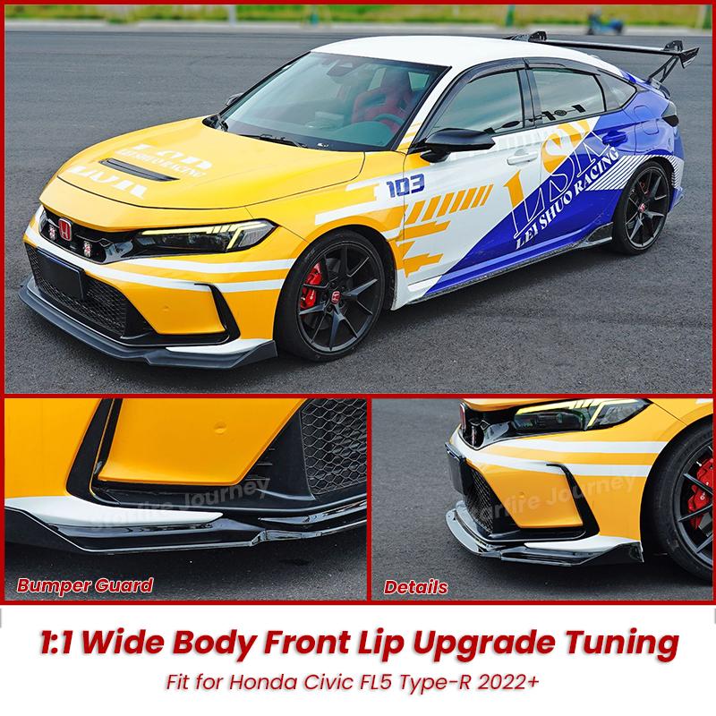 For Honda Civic FL5 2022+ Front LIp Splitters Civic Type R ABS Carbon Fiber Front Lip Car Body Kit Honda Accessories akz256