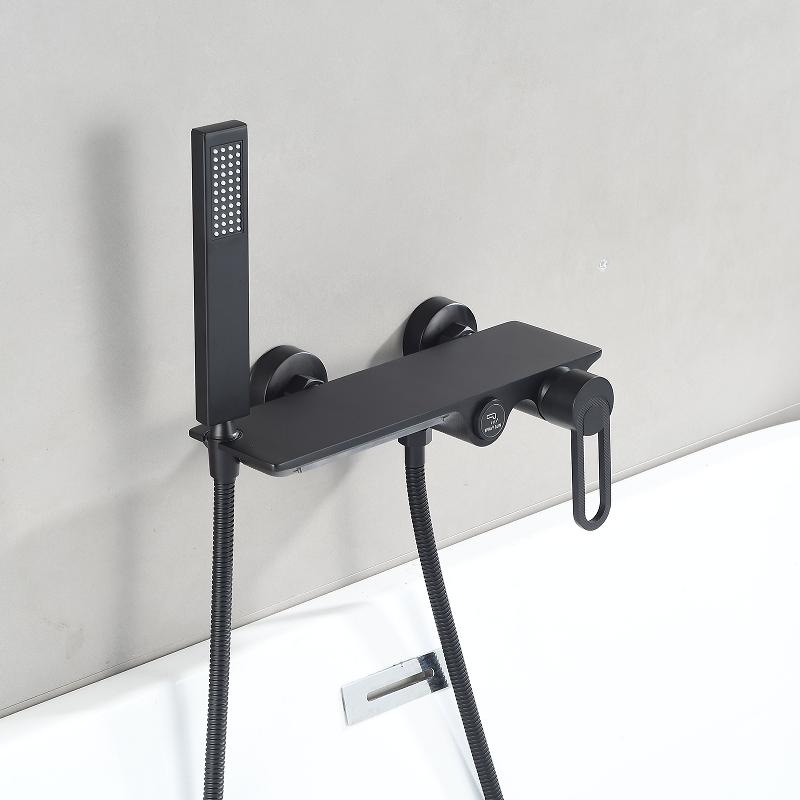 Tuqiu Black Bathtub Shower Set Hot Cold Gray Bathroom Shower Faucet Chrome Bathroom Foldable Shower Faucet set Brass