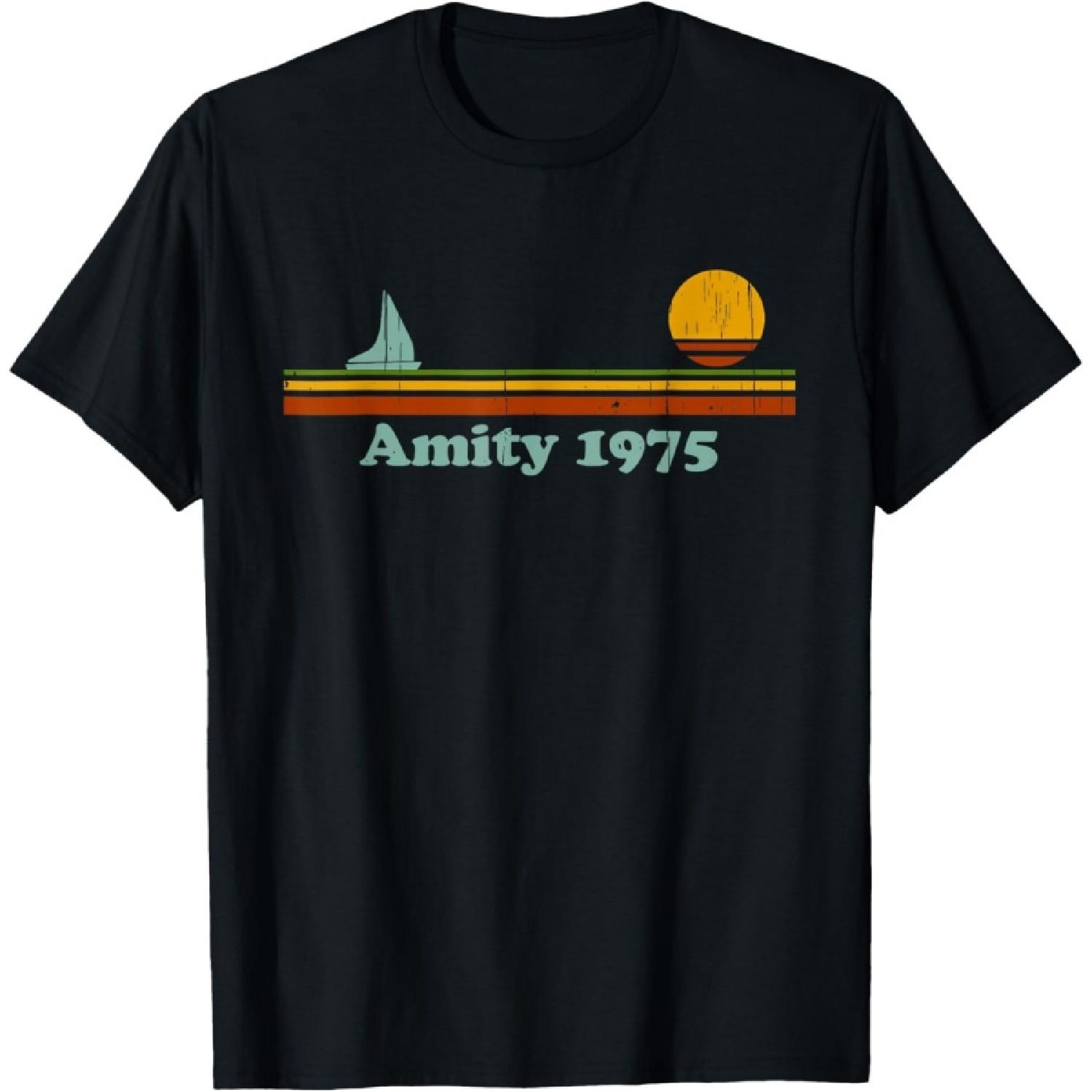 Vintage Amity 1975 Sunset Retro - Sailboat Sunrise Summer T-Shirt S чёрный