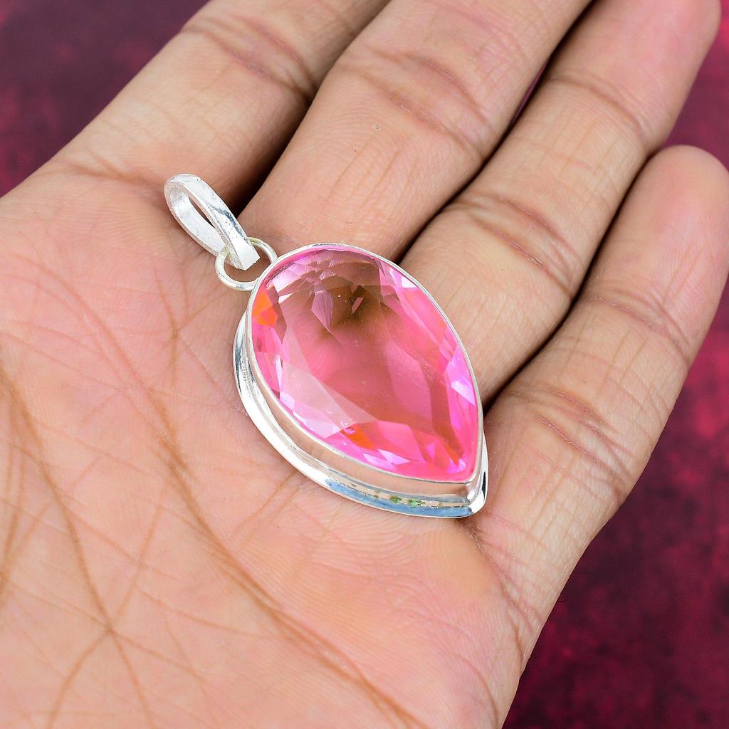 Pink Kunzite Pendant Gemstone Jewelry, 925 Solid Sterling Silver Pendant, Handmade Jewelry Birthstone Pendant, Gift For Him
