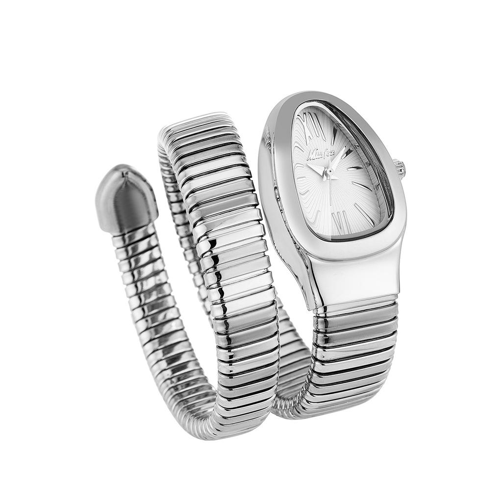 MISSFOX Classic Snake Shape Watch for Women Gold Silver Scaleable Bracelet Womens Watches Quartz Ladies Wristwatch