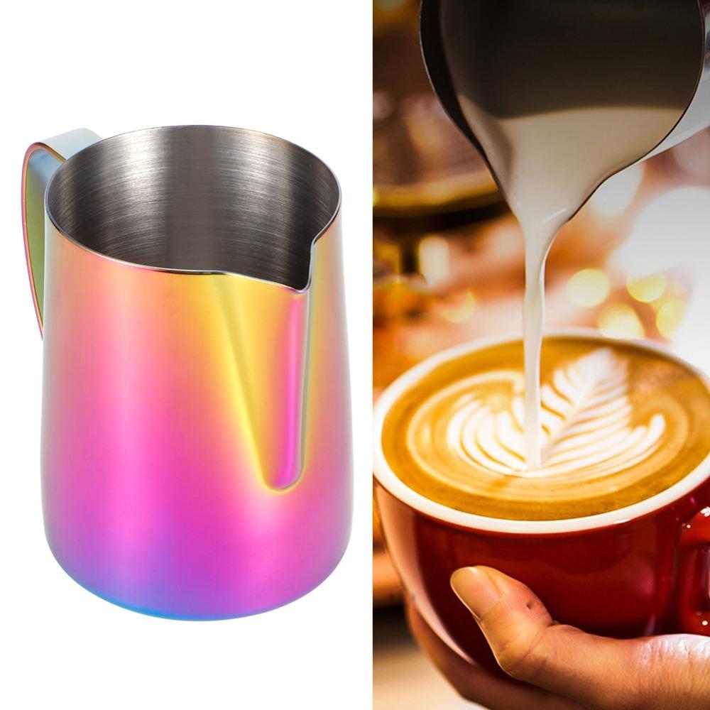 

304 Stainless Steel Milk Frothing Pitcher Ergonomic Handle Espresso Milk Steamer Coffee Making 350ml