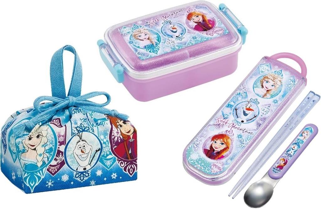Skater Frozen 25 Antibacterial Dishwasher Safe Soft Lid Tight Lunch Square Lunch Princess FZ25 Box, Shape, 450ml, Chopsticks, Spoon, Pouch, Design,