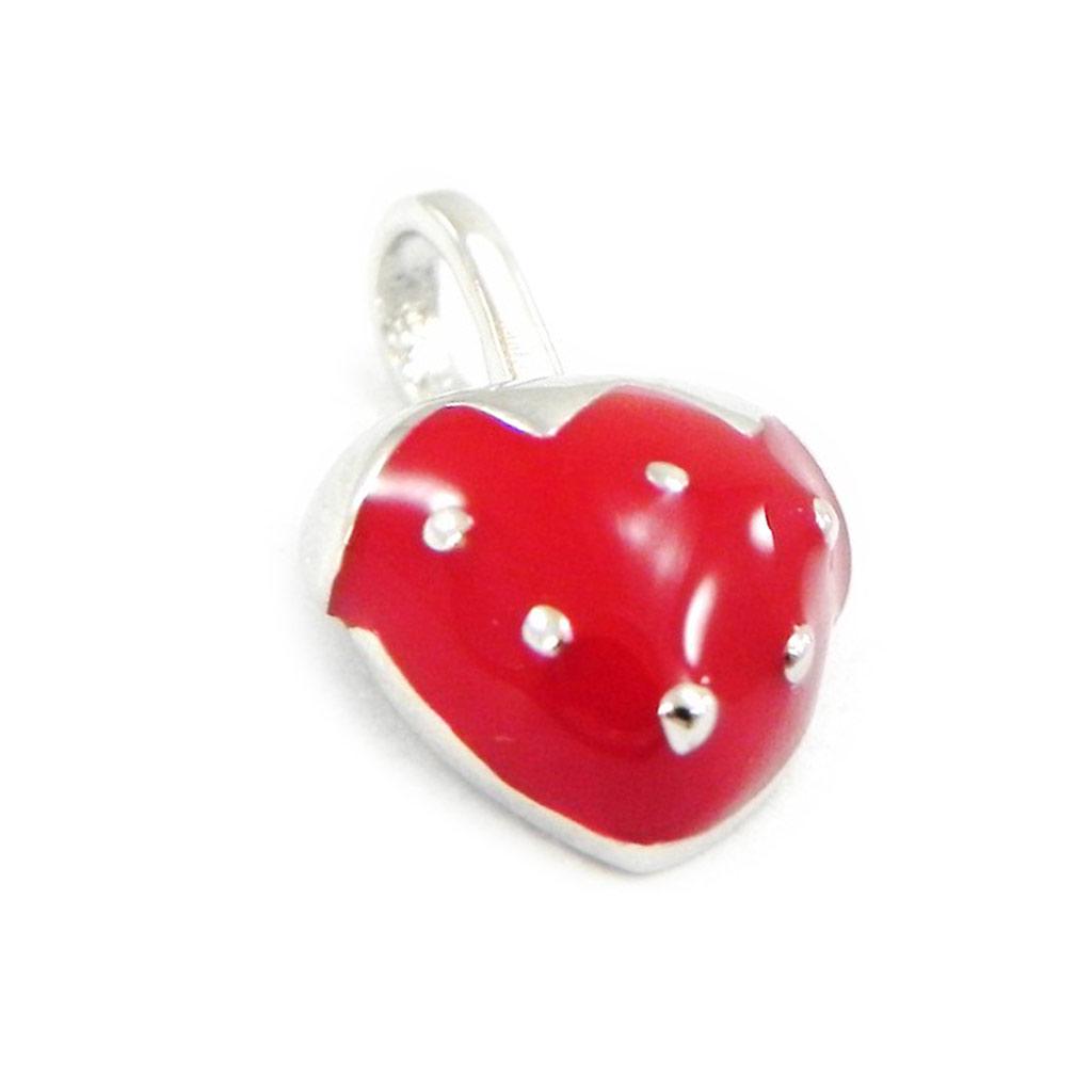 Les Trésors De Lily [I4005] - Silver Pendant 'Strawberry' Silver-red (rhodium-plated) - 8x8 Mm