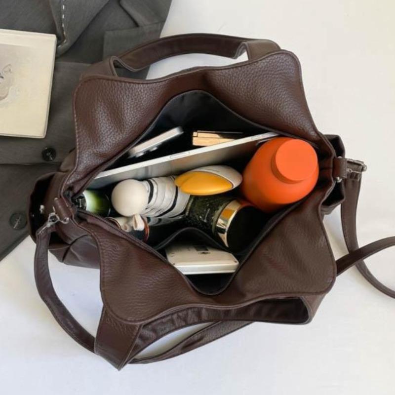 Womens Stylish Litchi Texture Handbag Adjustable Strap Vintage Leather Shoulder Bag for Daily  for Daily Commute Work Shopping and Weekend Outings