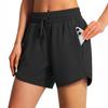 Women's Athletic Running Shorts, Quick-drying Shorts With Zippered Pockets