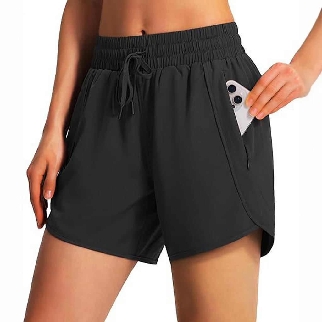 Women's Athletic Running Shorts, Quick-drying Shorts With Zippered Pockets