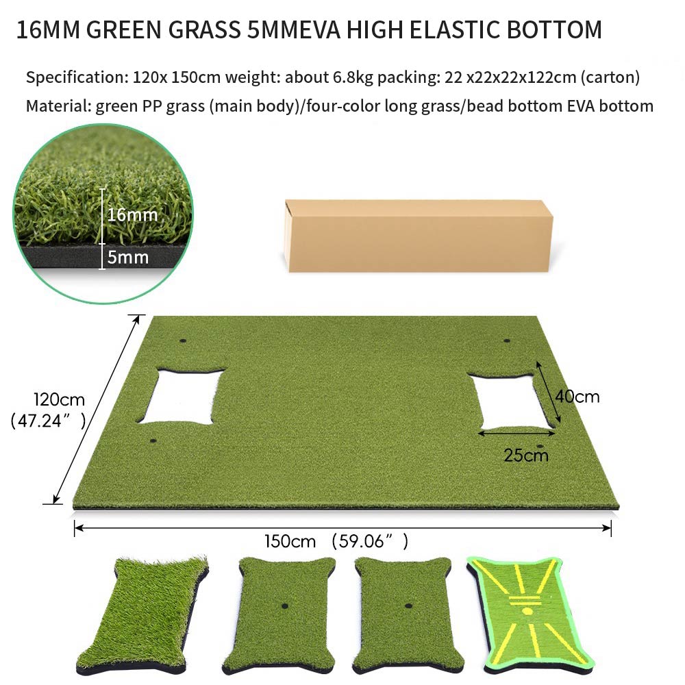 Golf Hitting Mat Replaceable mat 1.2x1.5m Swing Pad for Indoor/Outdoor Practice DJD046