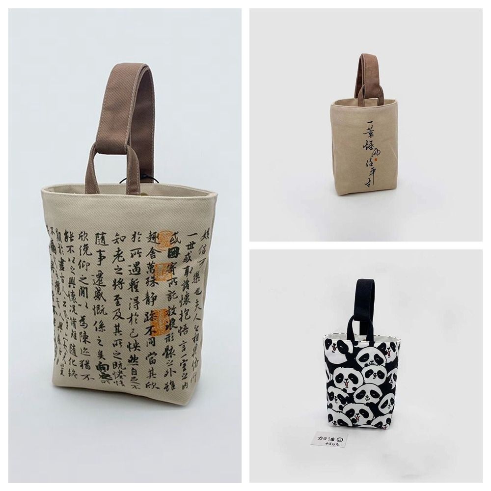 Printed Canvas Bucket Bag Chinese Style Print Canvas Handbag Sweet   Shopping