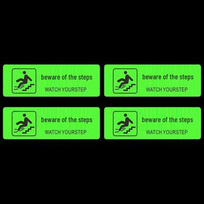 Glow-in-the-Dark Caution Steps PVC Warning Sticker (4-Pack)