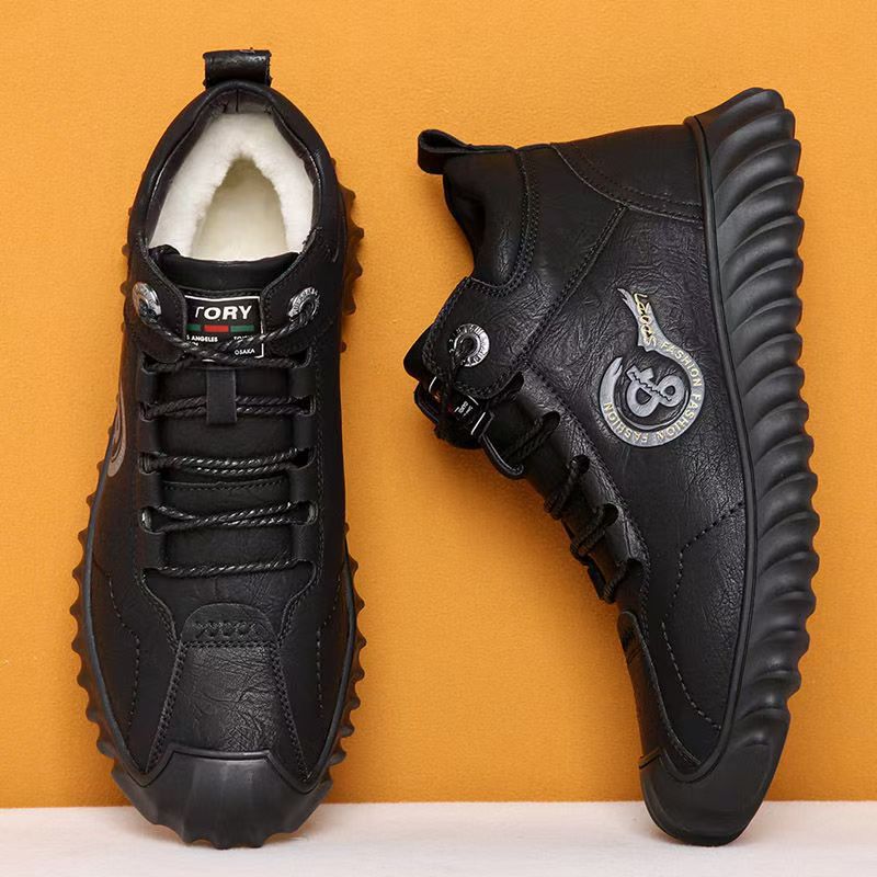 Men's Cotton Shoes Winter  Snow Resistant Work Boots Comfortable Outdoor Men's Casual Fur Ankle Boots