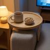 Sofa Arm Tray with Folding Legs Solid Wood Raised Rim Finish
