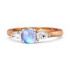 Moonstone Three Stone Pear Accent Ring - 925 Sterling Silver Rose Gold Vermeil