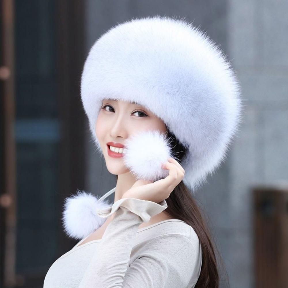 Fur Fox Hair Hat Female Winter Mother Style Thickened Warm Fox Hair Snow Hat Rex Rabbit Mink Hair Basin Hat
