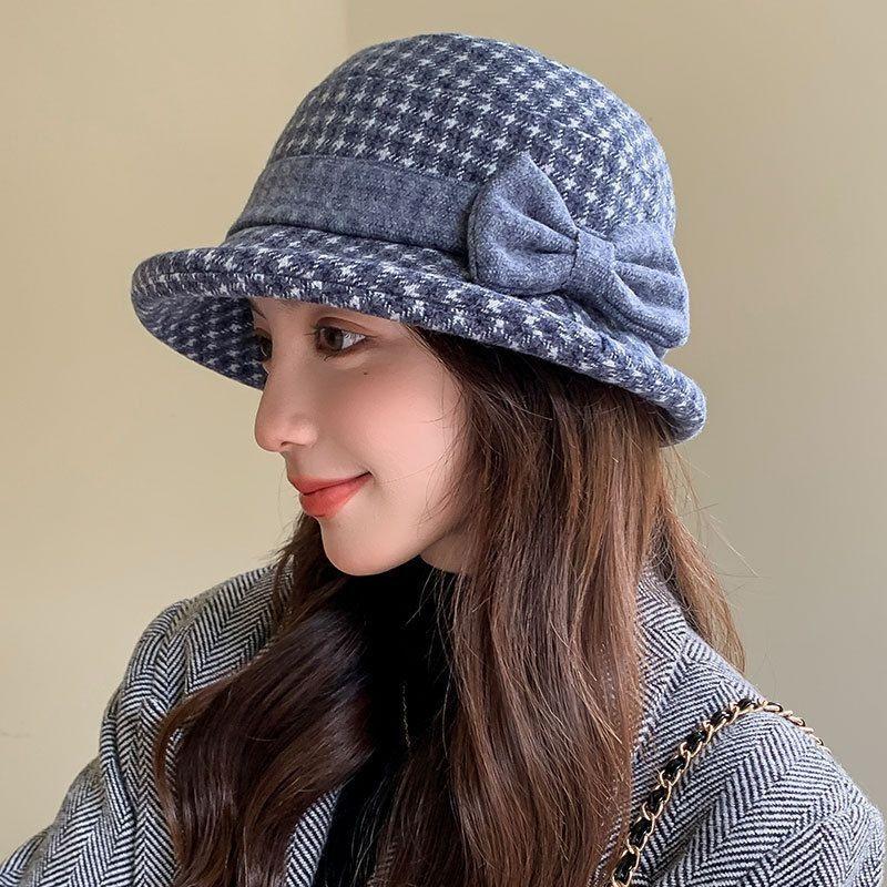 Fashion woolen thermal basin hat women's fashion versatile bucket hat outdoor autumn and winter elegance