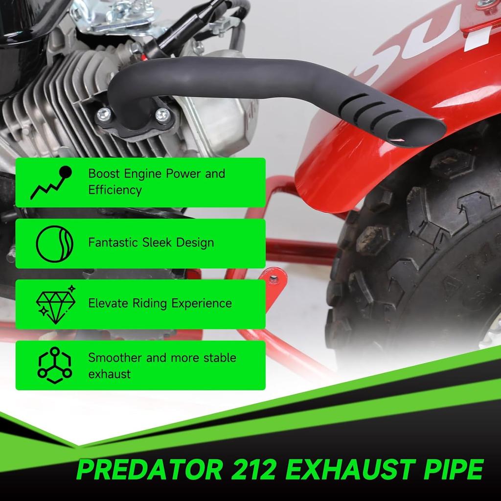 212Cc Exhaust Pipe Kit Compatible With Predator 212 196Cc 224Cc Coleman Mini Bike CT200U CT200U-EX BT200X KT196 Go Kart Baja Warrior GX160 GX200 OHV