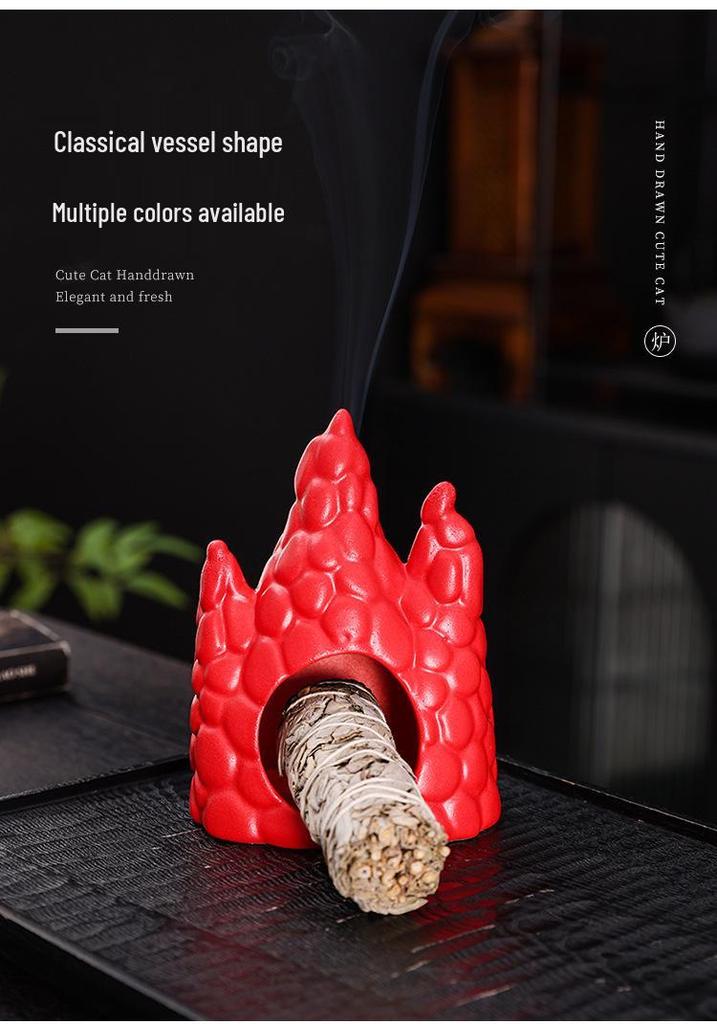 Creative Ceramic Incense Burner: Palo Santo Holder & Sage Burning Stove for Desktop Atmosphere and Decorative Display
