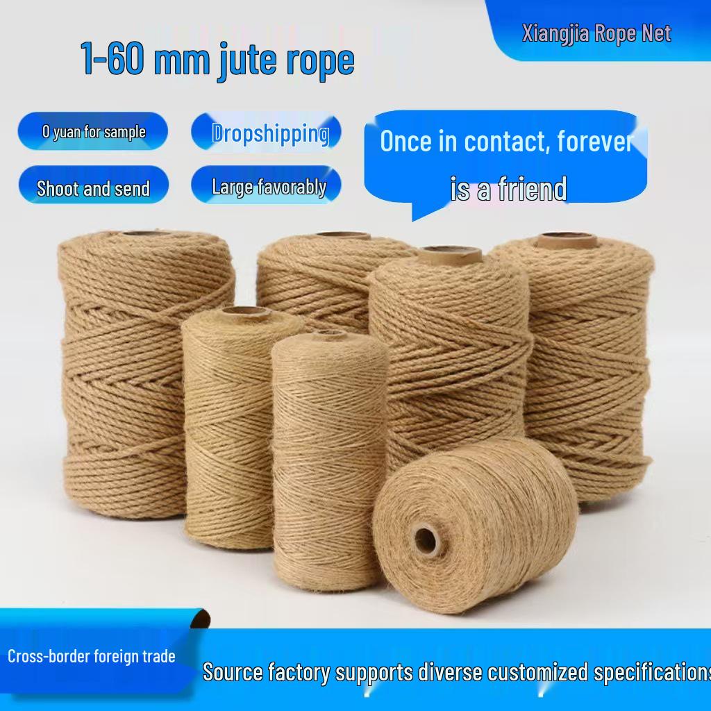 

Преміальна джутова мотузка: Вироби своїми руками, Когтеточки для котів, Бирки для подарунків та Перетягування канату. 1mm price per meter (minimum 100 meters)