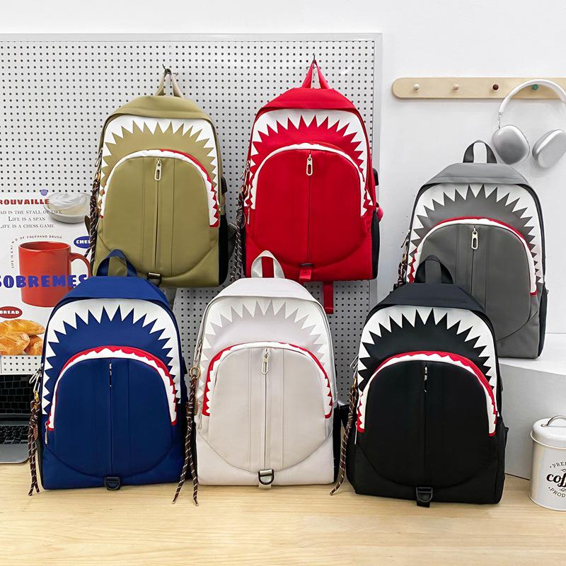 Shark Luminous Funny Backpack: Trendy, Versatile, Large-Capacity School and Travel Bag