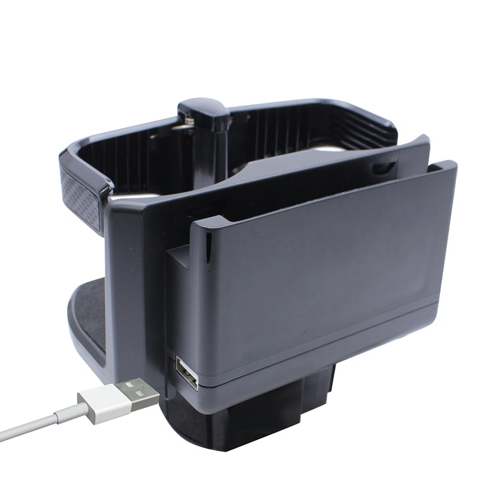 Tsuchiya Yac PF-393 Car Supplies, Drink Holder, USB Included, Compact W Drink, Black