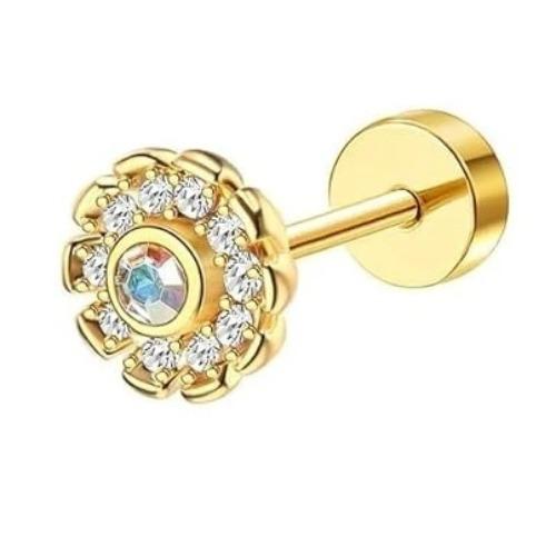 Bobisty 1PC Cartilage Earring Stud for Women Surgical Steel Flat Back Earrings Hoop Flower Snake Shape Helix Piercing Jewelry