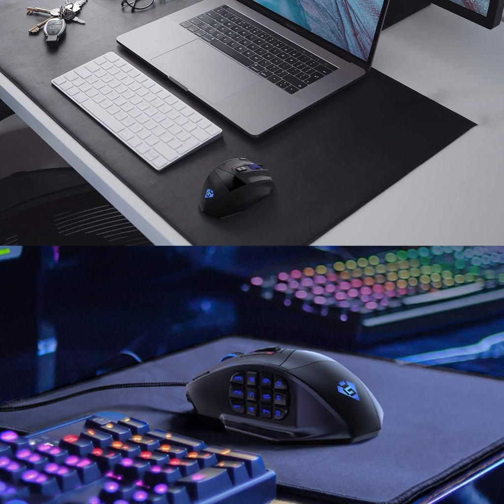 Gamspeed Wireless Gaming Mouse Dual with RGB Side 16400 Adjustable Precision 16 Programmable Buttons (Wired/Wireless Mode) Buttons, 2.4GHz Wireless,