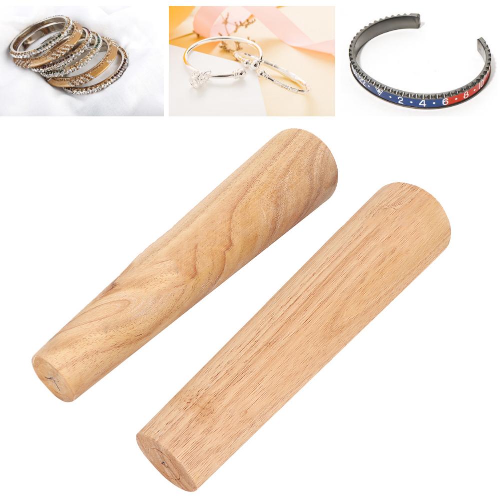 2pcs Round Oval Shape Wooden Bracelet Making Stick Bangle Mandrel Wire Wrapping Tool Jewelry Making Tool
