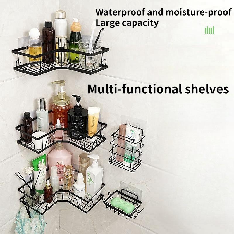 

Комплект из 3/4/5 полок Настенные шкафы для хранения Настенные полки Душевые кабины Полки для хранения в ванной чёрный