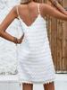 European & American V-neck Tassel Camisole Dress - Solid Color Summer Women's Fashion
