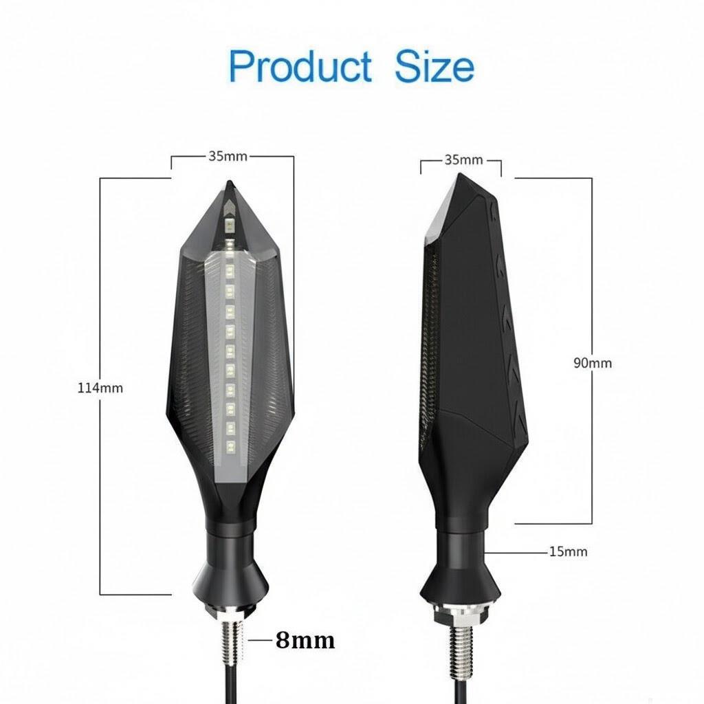

12V LED Flowing Flashing Motorcycle Turn Signal Lights Bright Indicators Motorbike Safety Accessories чорний