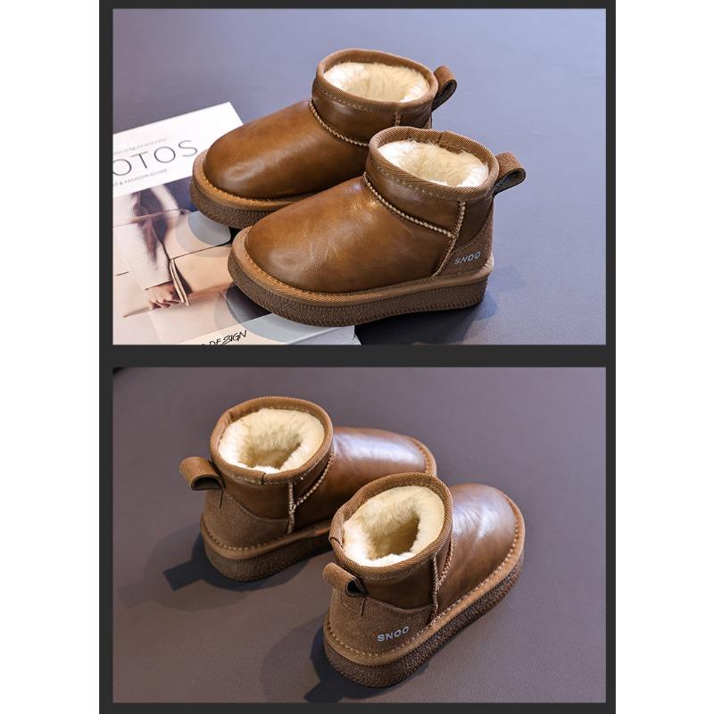 Kids Warm Fleece Lined Ankle Snow Boots Non Slip Winter Footwear For Boys And Girls