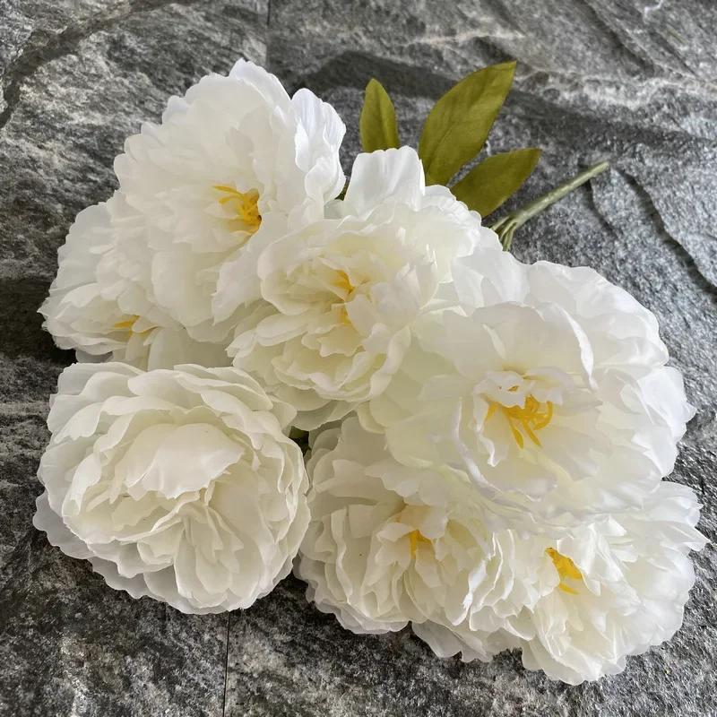 Simulation Seven Peony Silk Flowers Bouquet Home Living Room Table Decoration Wedding Decoration Artificial Flowers Fake Flower