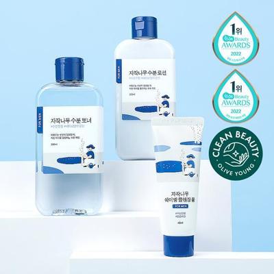 Round Wrap for Men Birch Toner/Lotion 2-piece Set (+ 40ml Shaving Foam Included)